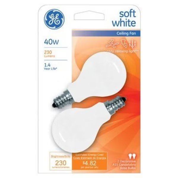 GE2PK 40W WHT Fan Bulb, Current, Mfr#: 71394